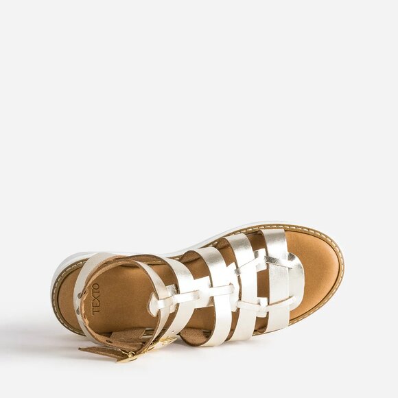 NEW CARLO PERA Made In Italy Leather Gladiator Sandals Platinum for women 563mn - Picture 5 of 9